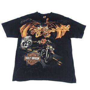 Harley Davidson Dragon Smokey Mountain Tennessee Tshirt L Black US129 Hanes Beef